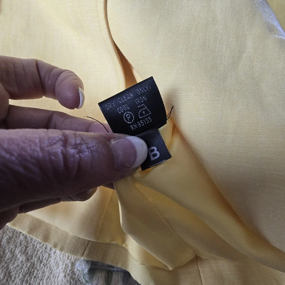 Lafayette 148 Linen Wool Blazer Womens Size 8 Yellow Classic Office Career Girly